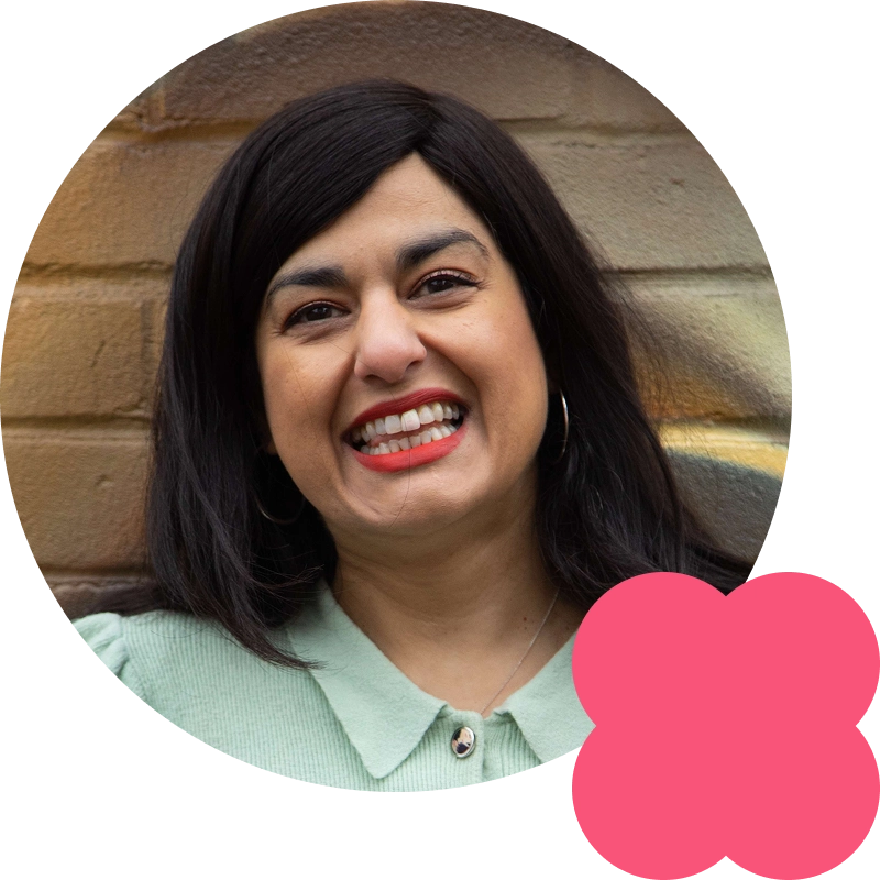 An image of writer Sonali Bhattacharyya in a circular frame